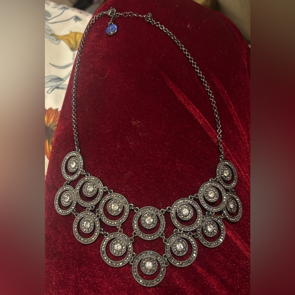 Marcazite marcasite diamanté silver grey necklace beautiful old look goth - Picture 5 of 5